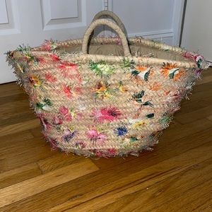 Caterina Bertini Flower Raffia Bag